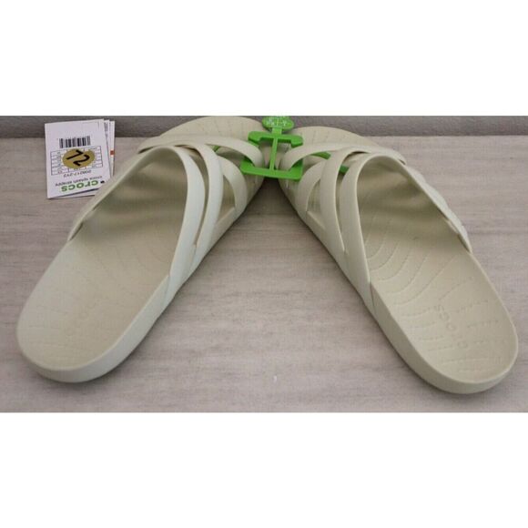 Crocs 208217-2Y2 Women's Sz 11 Bone/Off White Splash Strappy Slide Sandals - Picture 2 of 7